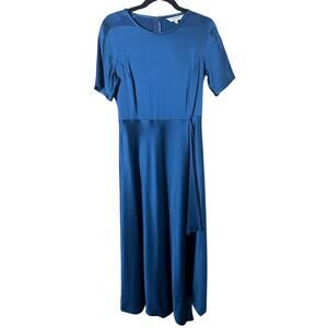 LK Bennett Women's Delena Dress Imperial Blue Satin Full Length Dress Size 6